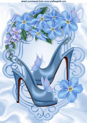 Pretty Blue Shoes with Flowers A4