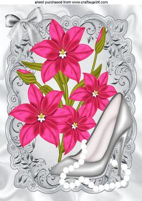 Silver Shoes with Pearls and Pink Flowers A4