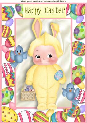 Easter for Baby with Cute Little Blue Birds A4