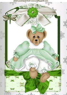 Cute Teddy in Vintage Lace Frame A4