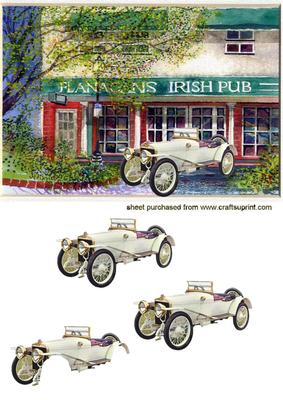 Lovely White Vintage Car & Pub