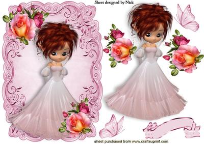 Little Princess in Party Dress with Roses