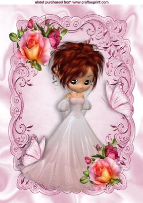 Little Princess with Roses and Butterflies A4