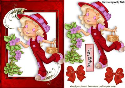 Little Girl with Flowers and Bows
