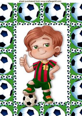 Thumbs Up Little Footballer in Frame A4