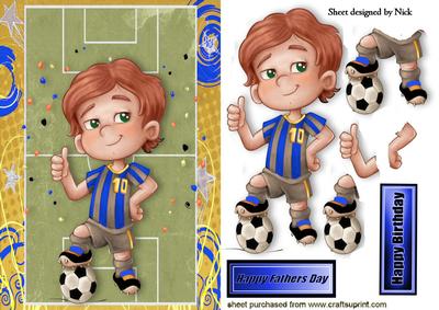 Footballer in Blue on the Pitch
