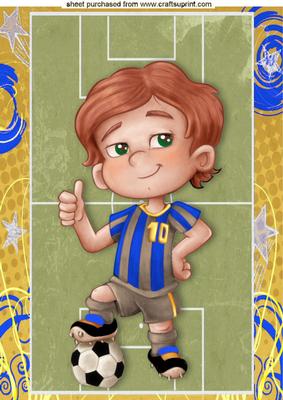 Blue Footballer on the Pitch A4