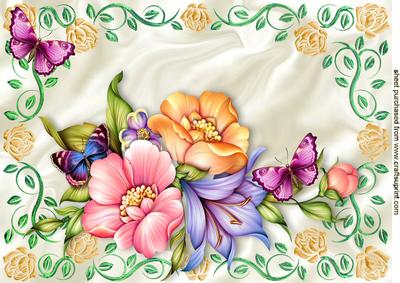 Beautiful Flowers and Butterflies A4
