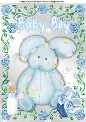 Patchwork Bunny with Shoes and Bottle for Baby Boy A4