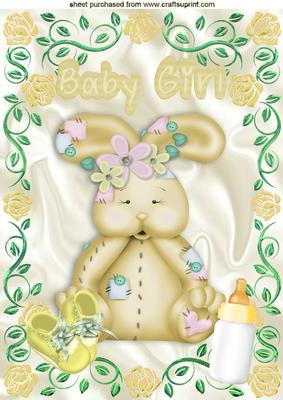 Patchwork Bunny with Lemon Shoes and Bottle for Baby Girl A4