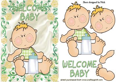 Welcome Baby Boy! with Lots of Toys in Rose Frame
