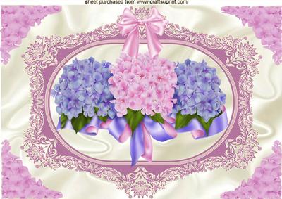 Beautiful Hydrangeas in Lilac/pink with Bow A4