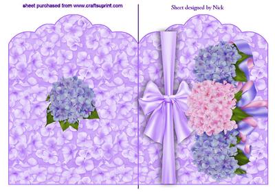 Pretty Hyrangeas with Bow Folded Card