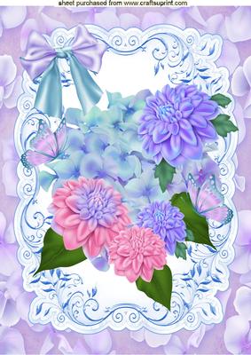 Hydrangeas in Pink/purple with Butterflies A4