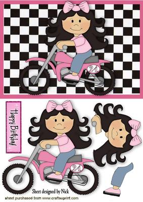 Girl on a Dirt Bike in Pink