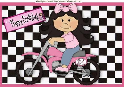 Girl on a Dirt Bike in Pink A4