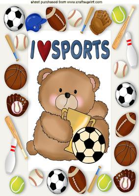 I Love Sports Cute Sports Teddy in Frame A4