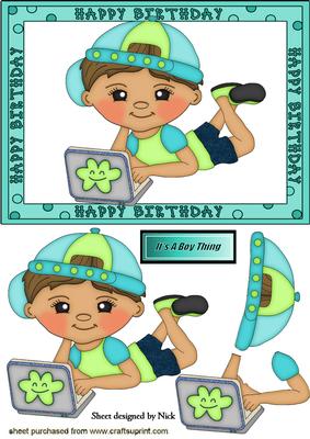 Boy Playing with His Ipad in Birthday Frame