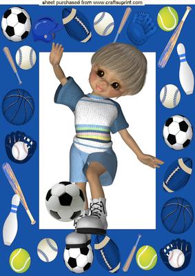 Blue Sports Frame with Boy Footballer A4