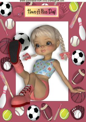 Girls Love Football Too! Girl in Sports Frame A4