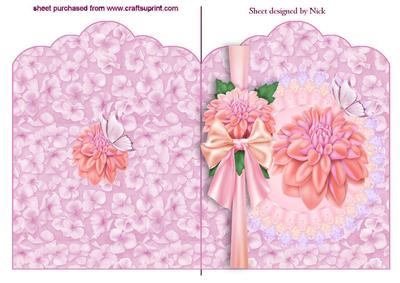 Pretty Dahlia on Dollie with Bow Folded Card