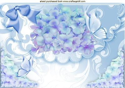 Lilac/blue Hydrangeas on Scalloped Envelope A4