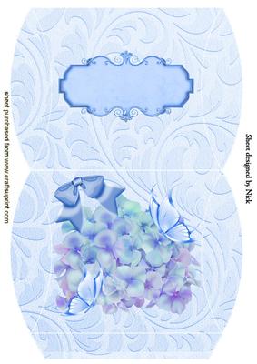 Pretty Lilac/blue Hydrangeas with Butterflies Pillowbox