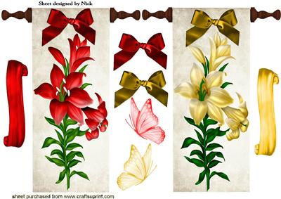 Regal Scroll Lily Toppers with Bows and Butterflies
