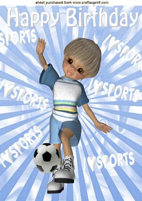 I Love Sports Boy Footballer in Blue A4