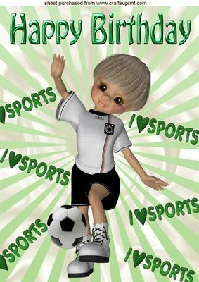 Boy Footballer in Green I Love Sports A4