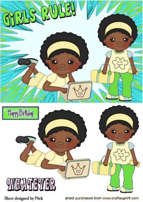 Ethnic Girls with There Ipads in Green