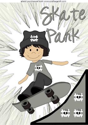 Skate Park Boy in Silver Abstract A4