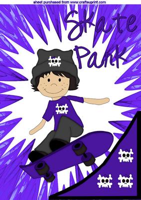 Skate Park Boy in Purple Abstract A4