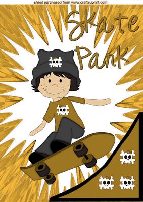 Skate Park Boy in Gold Abstract A4