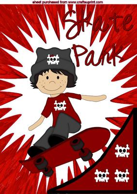 Skate Park Boy in Red Abstract A4