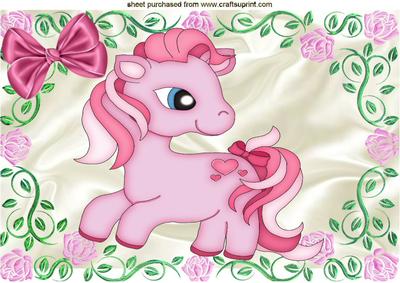 Little Pink Pony in Rose Frame A4