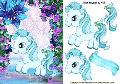 Little Blue Pony with Fantasy Background