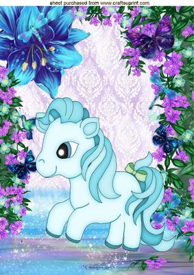 Little Blue Pony in Fantasy Background A4
