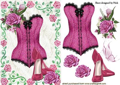 Pretty Pink Basque in Pink Rose Frame