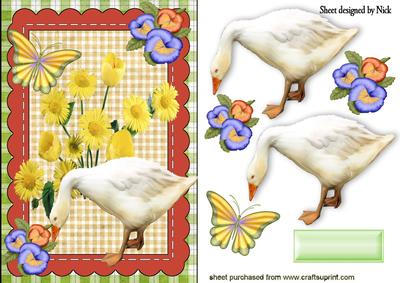 It's Spring! with White Goose and Butterfly