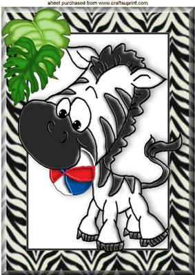 Cute Little Cartoon Zebra with Leaves A4