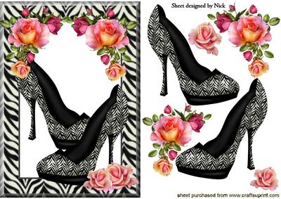 Lovely Zebra Print Shoes with Roses in Frame