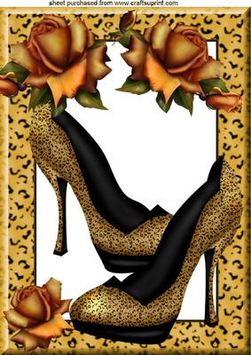 Lovely Tiger Print Shoes with Roses in Frame A4