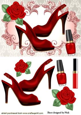 Red Shoes with Roses