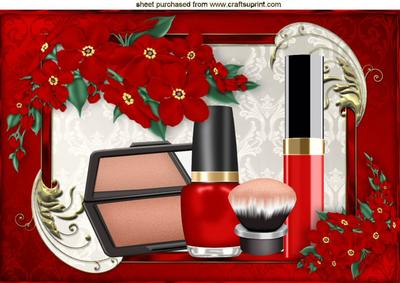 Sultry Red Makeup with Flowers A4