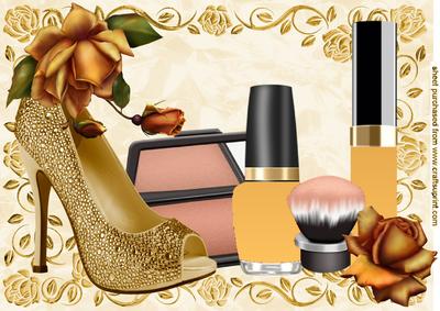 Gold Shoe with Gold Roses & Makeup A4