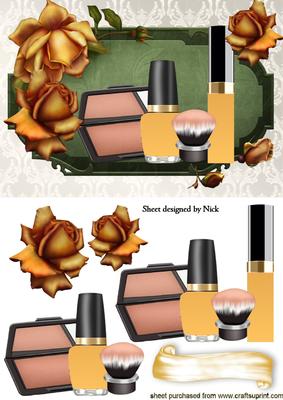 Gold Roses in Ornate Frame with Makeup