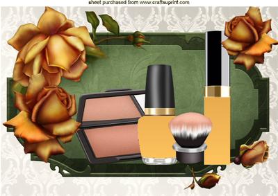 Gold Roses and Makeup in Ornate Frame A4