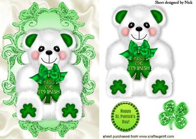 Kiss Me I'm Irish White Fluffy Bear