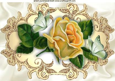 Vintage Cream Roses with Butterflies A4